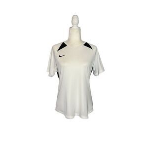 Nike DriFit white athletic top with black shoulder accents - L
